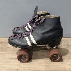 VTG Riedell Red Wing Roller Skates Sure Grip Plates Zinger Wheels USA Black